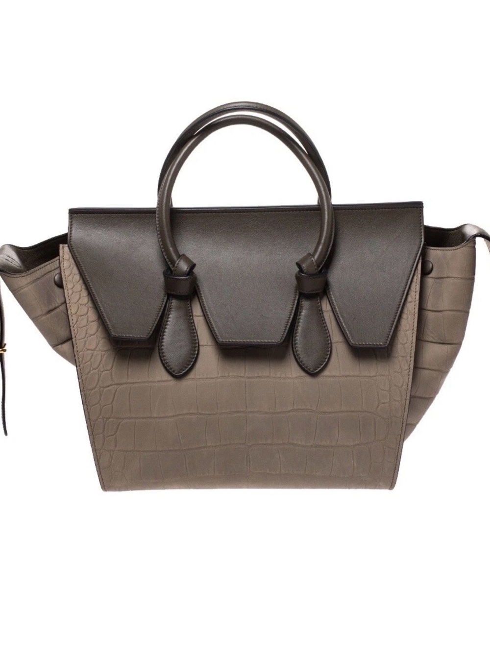 Celine Grey Croc Tie Tote Bag And Clutch